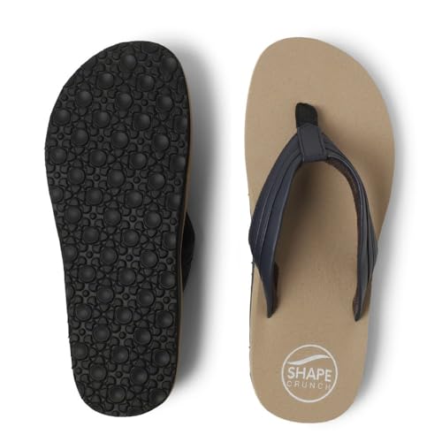 SHAPECRUNCH Women's Arch Support Slippers | Ortho Flipflops with soft MCR footbed - Reduce Pressure on Feet, Joints, and Back (Biege - Dark Blue, UK Footwear Size System, Adult, Women, Numeric, Medium, 9) - Image 2