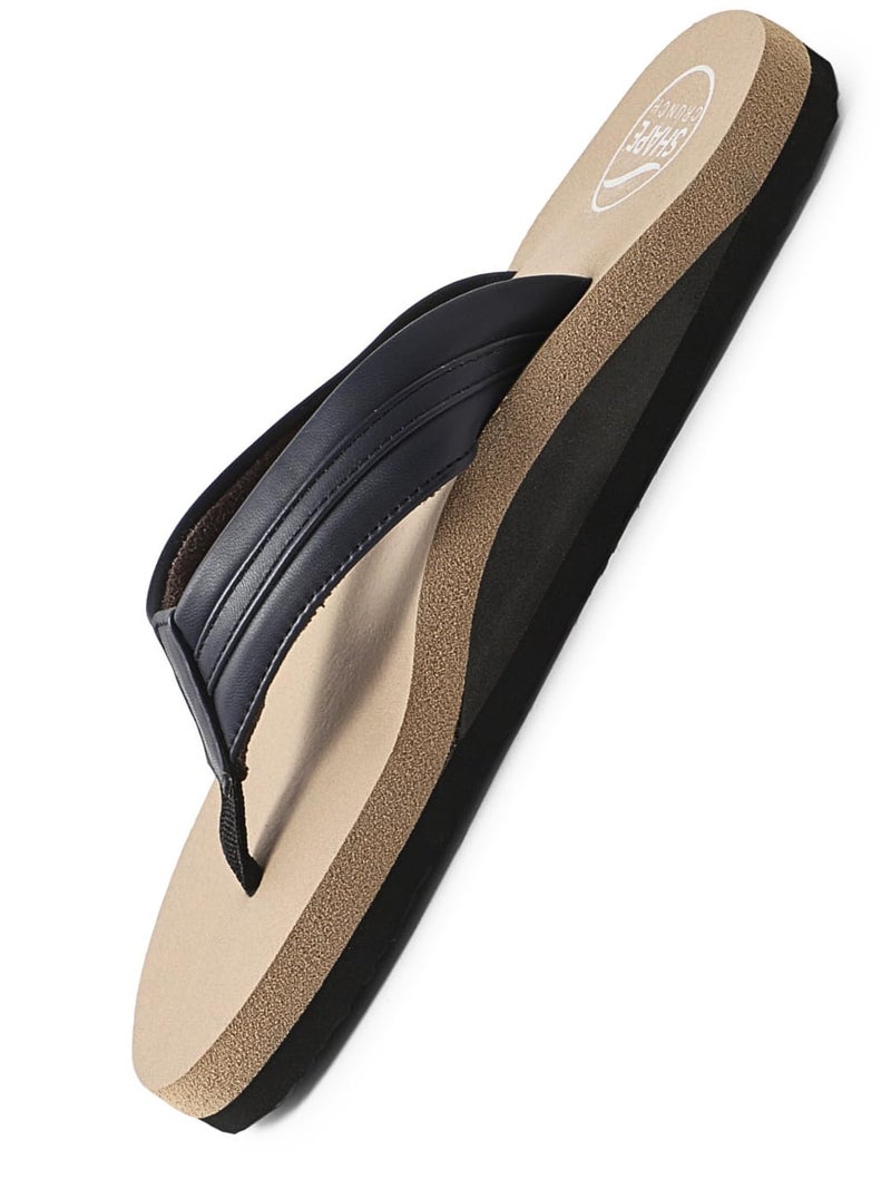 SHAPECRUNCH Women's Arch Support Slippers | Ortho Flipflops with soft MCR footbed - Reduce Pressure on Feet, Joints, and Back (Biege - Dark Blue, UK Footwear Size System, Adult, Women, Numeric, Medium, 9) - Image 1