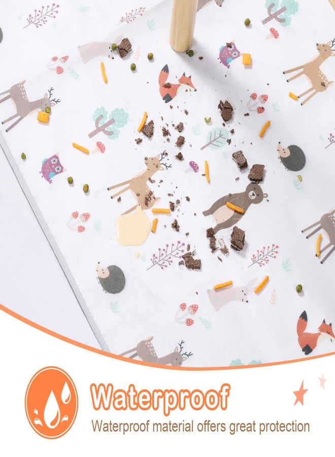CLYMENE Splat Mat for Under High Chair | 51x51 Inch Anti-Slip Baby Splash Mat | Waterproof & Washable Spill Mat for Highchair Floor and Infant Play (Woodland Tale) - Image 4