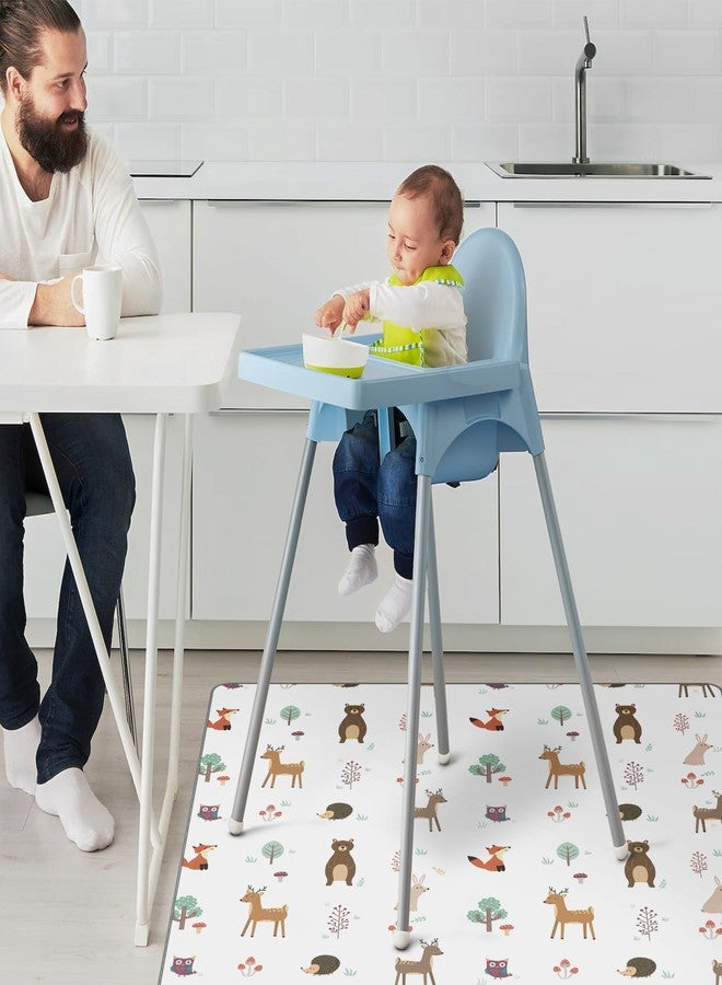 CLYMENE Splat Mat for Under High Chair | 51x51 Inch Anti-Slip Baby Splash Mat | Waterproof & Washable Spill Mat for Highchair Floor and Infant Play (Woodland Tale) - Image 3