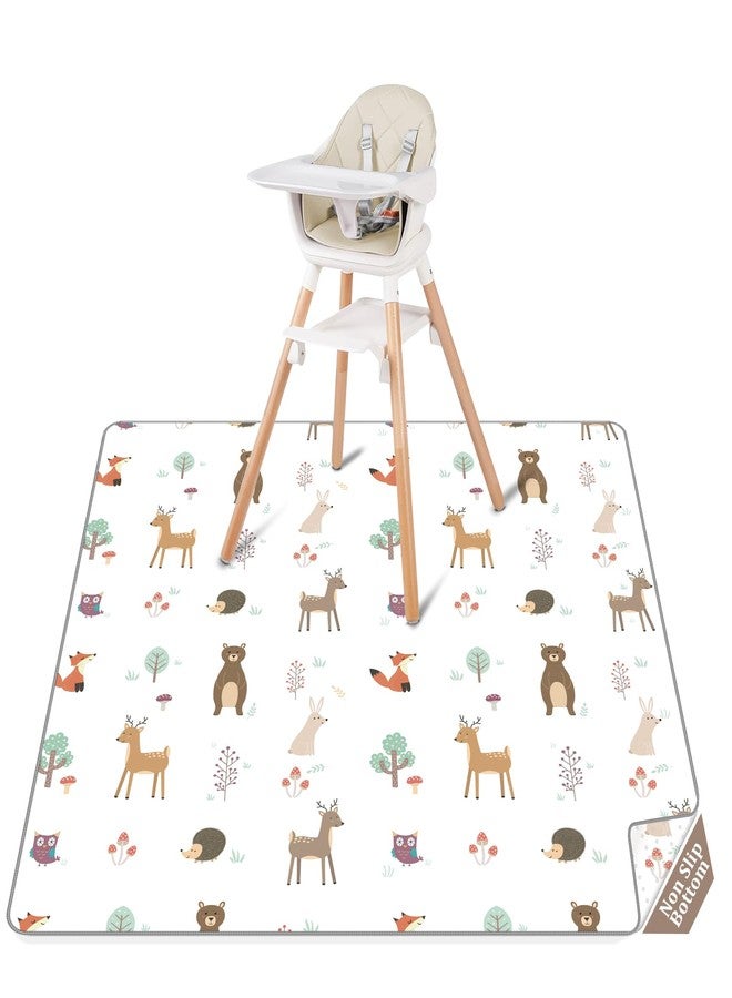CLYMENE Splat Mat for Under High Chair | 51x51 Inch Anti-Slip Baby Splash Mat | Waterproof & Washable Spill Mat for Highchair Floor and Infant Play (Woodland Tale) - Image 1