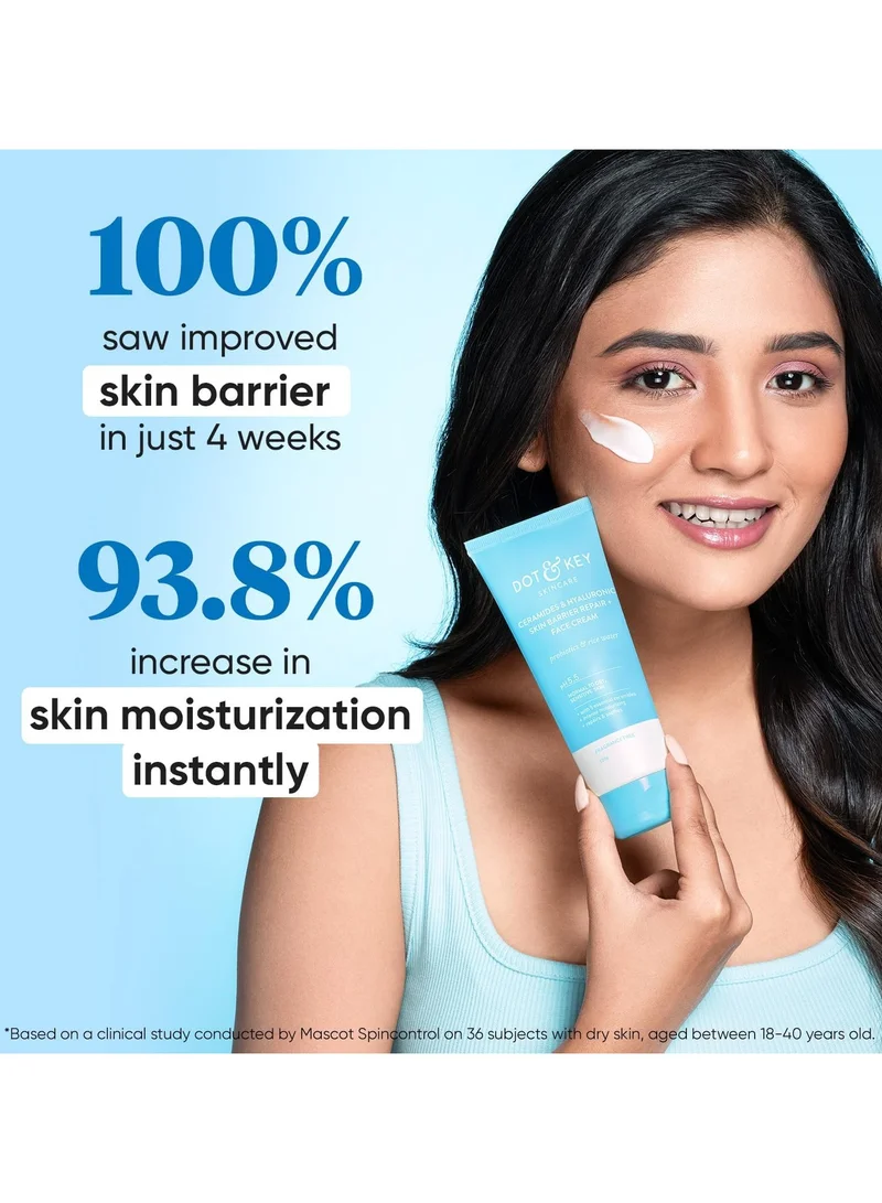 Dot & Key Barrier Repair ph5.5 Moisturizer 120 Dot & Key Barrier Repair Moisturizer For Normal, Dry, Combination & Sensitive Skin | 120 Hrs Moisturization, With 5 Ceramides & Hyaluronic | Repairs Damaged Skin Barrier, Non-Comedogenic | 120g  | Best Price UAE