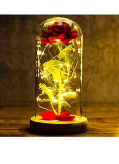 Birthday Gifts for Women Beauty and the Beast Rose Enchanted Rose Red Silk Rose in Glass Dome with LED Light Pine Base Gifts for Mum Her Grandma Nan Sister Anniversary Valentines Mothers Day Christmas
