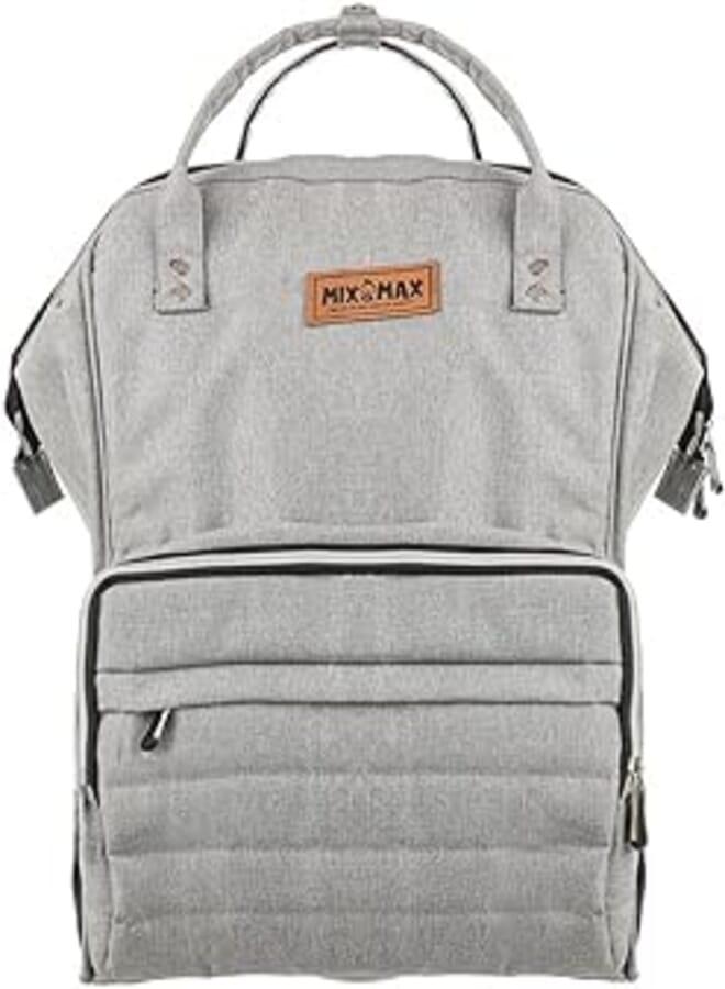 Mix and Max Mix&Max Polyester Baby Diaper Backpack With Stroller Straps For Unisex-Light Grey