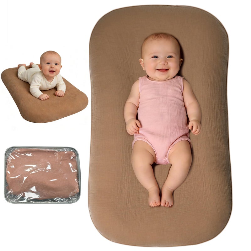 Sofoliana Baby Lounger, Newborn Lounger with Breathable & Soft Cover for Home and Travel, 0-24 Months Newborn Babies Essentials Gifts. Brown (1 Cover Included) - Image 1