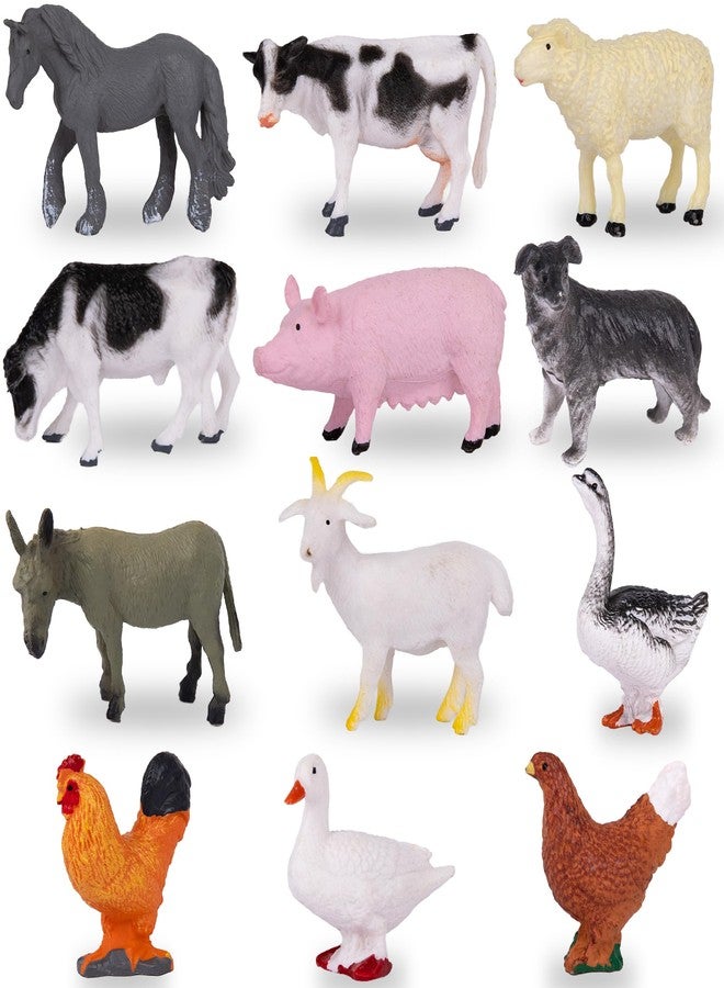 ArtCreativity Farm Animal Figurines - Farm Animal Figures Set Includes 12 Pieces - 2 inch Barnyard Farm Animal Cake Toppers with a Lifelike Design - Farm Party Favors for Kids Birthday Decorations - Image 1