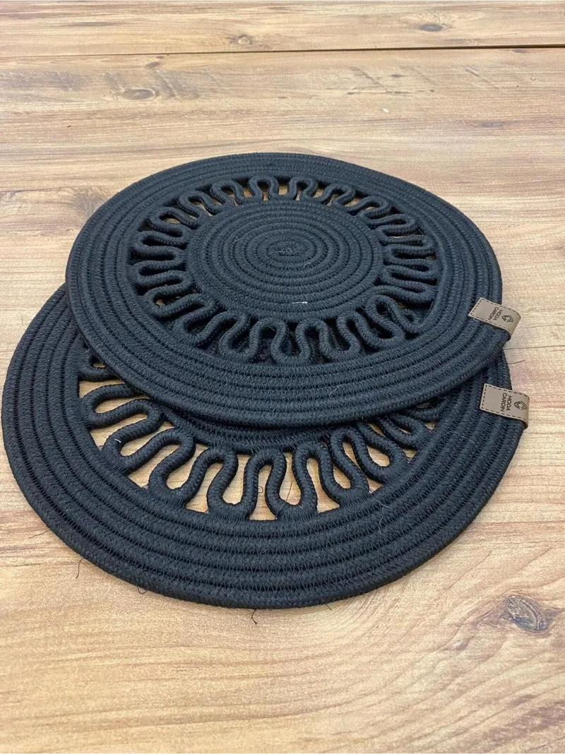 BDZ Deri BDZ Leather Jute Wicker American Service Plate 2 Pieces