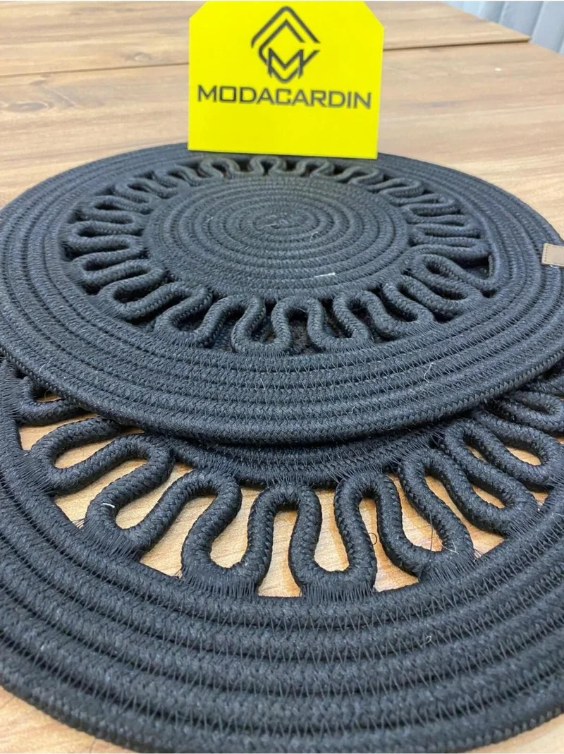 BDZ Deri BDZ Leather Jute Wicker American Service Plate 2 Pieces