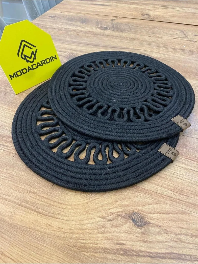 BDZ Deri BDZ Leather Jute Wicker American Service Plate 2 Pieces