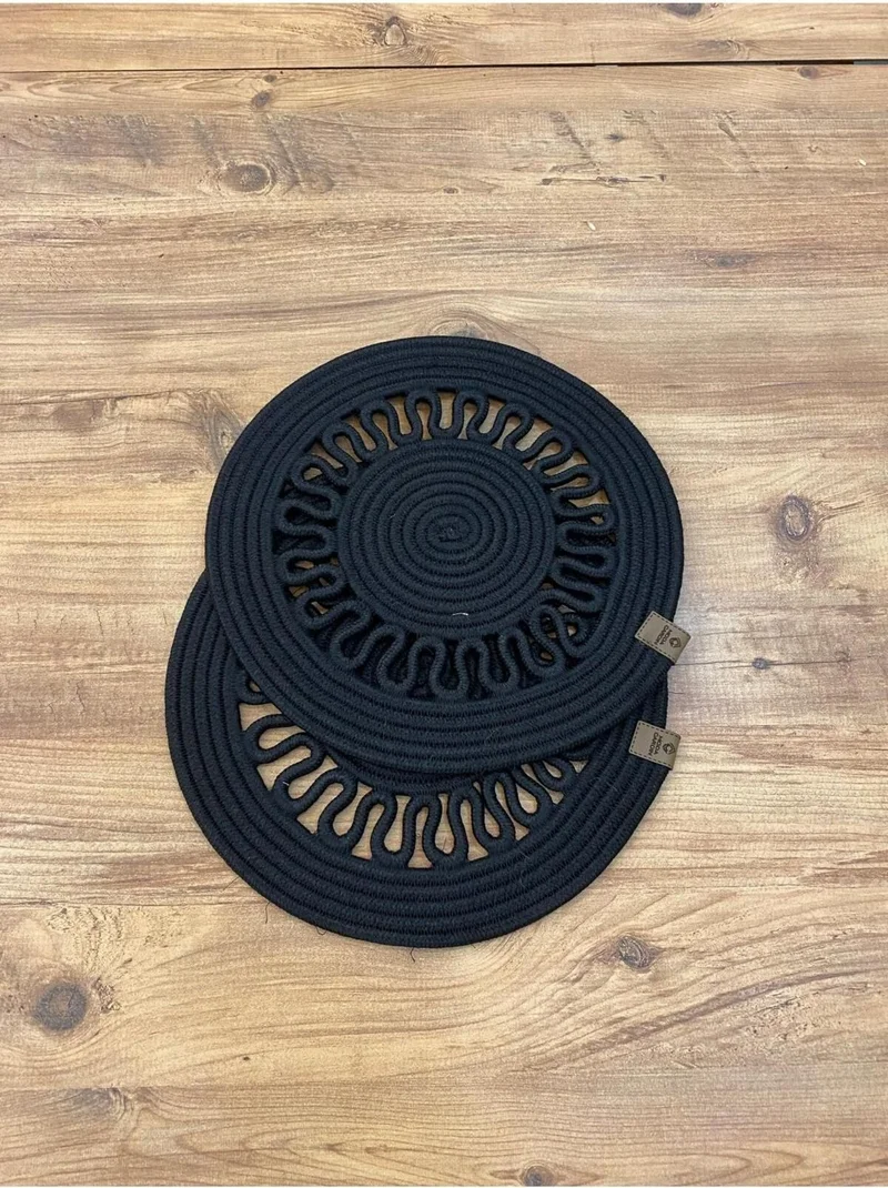 BDZ Deri BDZ Leather Jute Wicker American Service Plate 2 Pieces