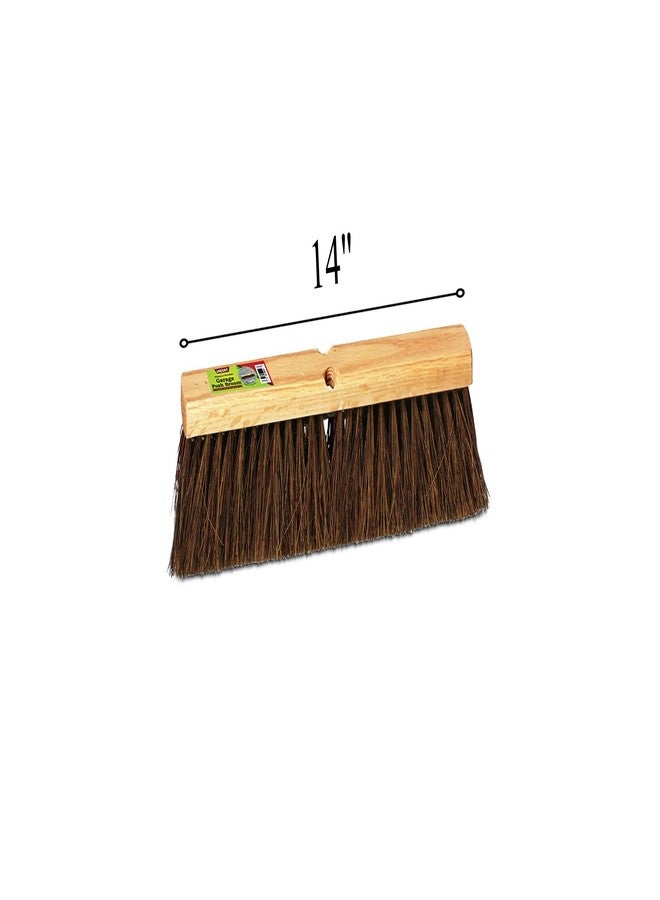 Unvert Indoor & Outdoor Broom Head – Heavy Duty Hardwood Block – Palmyra Bristles – Deck Scrub Brush – Two Threaded Handle Holes for Better Assist (14") - Image 2