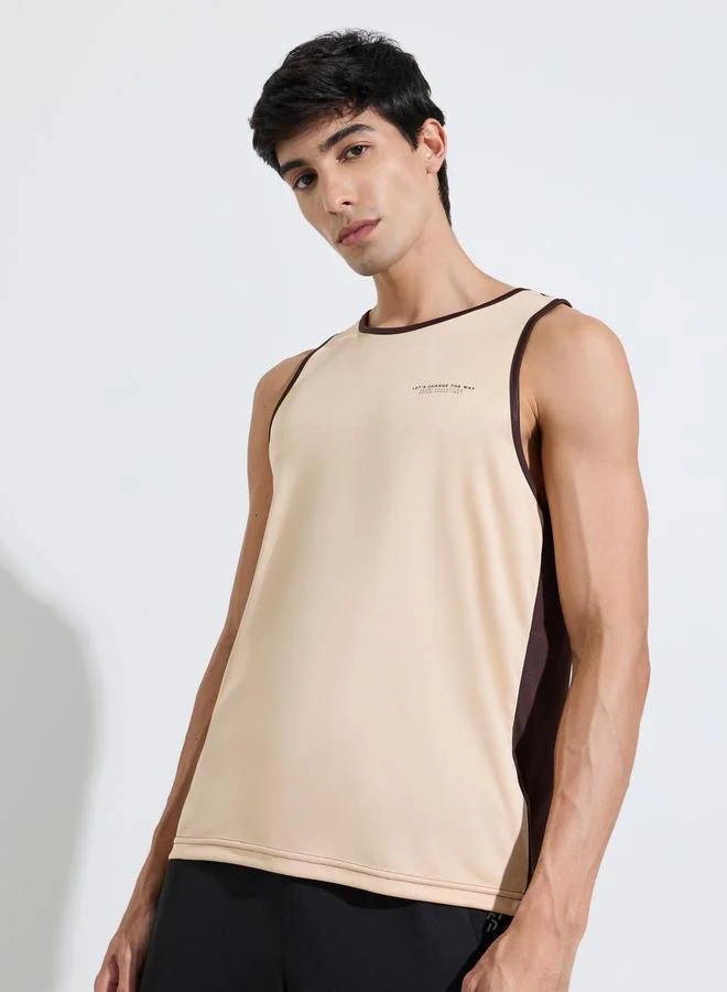 Styli Color Block Printed Regular Fit Tank Top