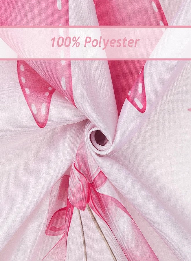 Bonhause Pink Bow Shower Curtain, Cute Cherry Heart Girly Coquette Bathroom Decor 72 x 72 Inch Polyester Fabric Waterproof Bath Curtain with 12 Hooks - Image 5