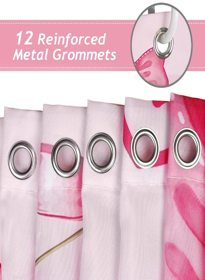 Bonhause Pink Bow Shower Curtain, Cute Cherry Heart Girly Coquette Bathroom Decor 72 x 72 Inch Polyester Fabric Waterproof Bath Curtain with 12 Hooks - Image 4