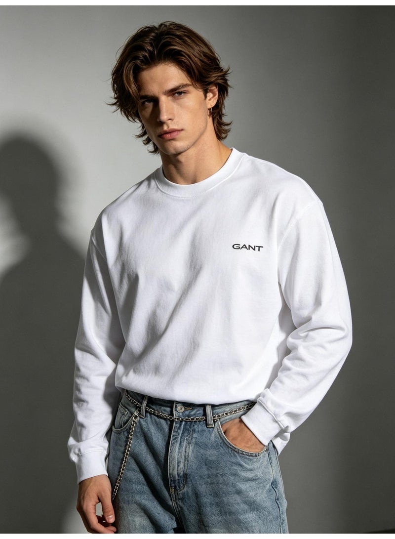 GANT Men Casual Crew Neck Long Sleeve Daily Wear Sweatshirt White - Image 4
