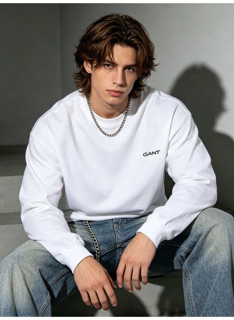 GANT Men Casual Crew Neck Long Sleeve Daily Wear Sweatshirt White - Image 1