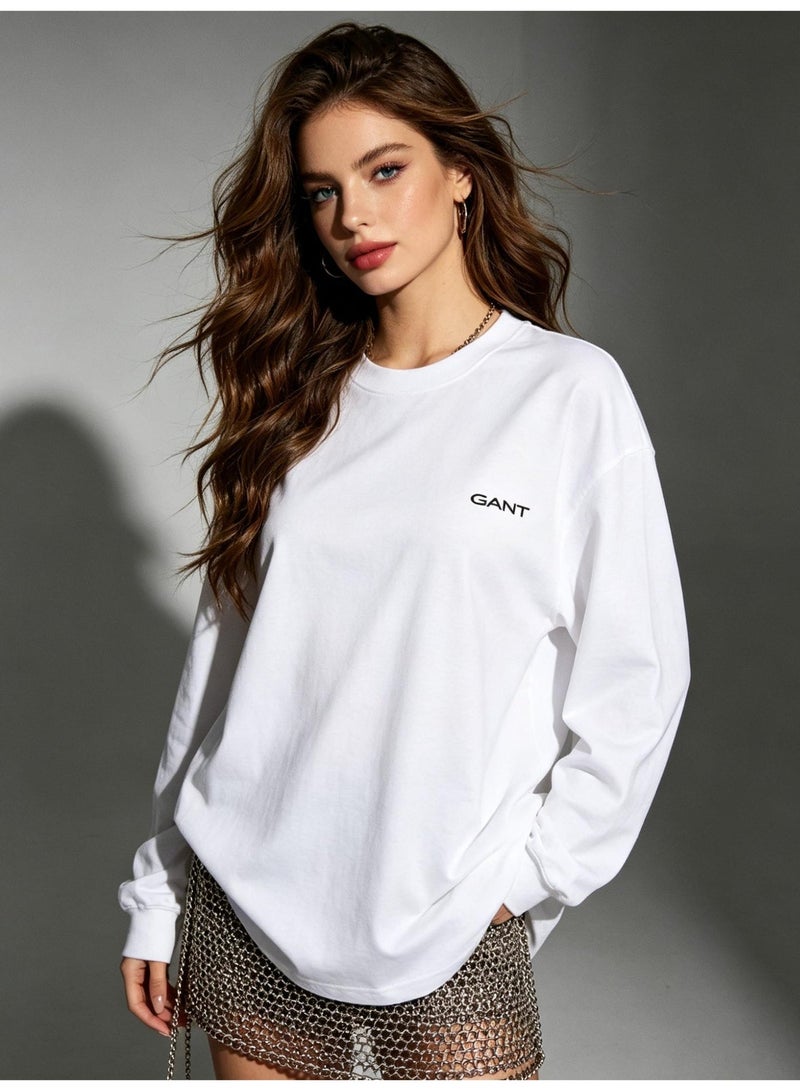 GANT Men Casual Crew Neck Long Sleeve Daily Wear Sweatshirt White - Image 5