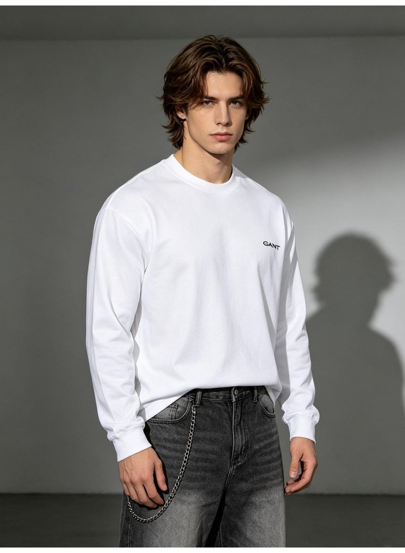 GANT Men Casual Crew Neck Long Sleeve Daily Wear Sweatshirt White - Image 2