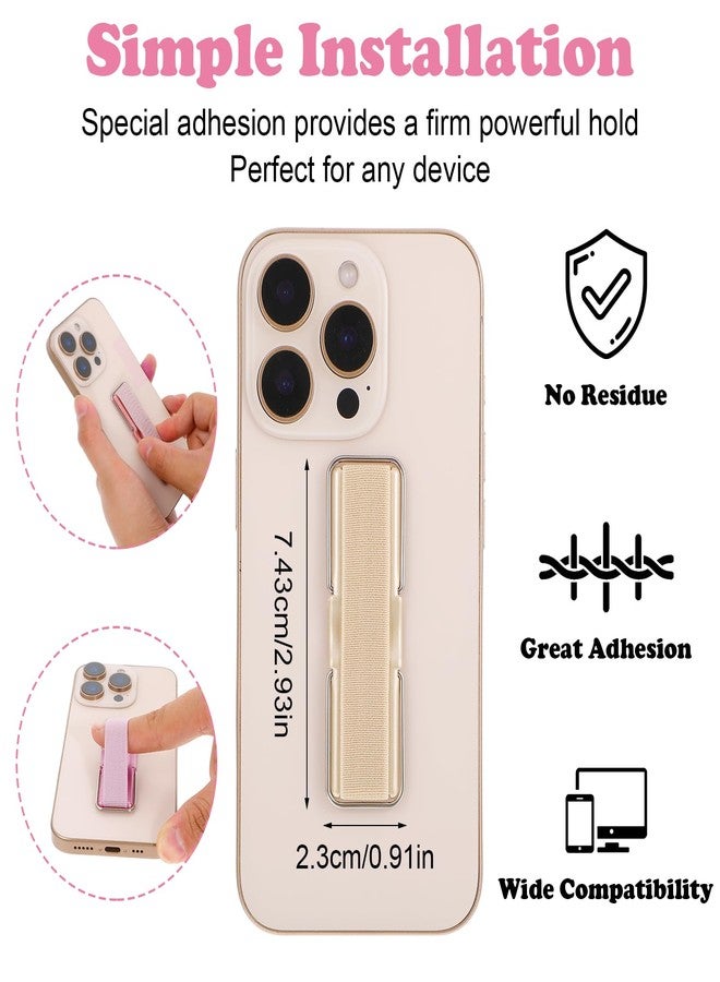 Ymapinc Phone Strap Grip Holder, Phone Finger Strap Slim Adhesive Flat Cellphone Stand Handle Kickstand Case with Elastic Finger Loop for Most Smartphones and Cell Phone Case - Image 2