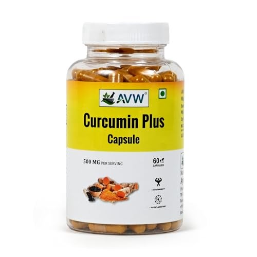 AVW Curcumin Plus 500mg Capsules | Anti inflammatory Supplement for Adults | With Turmeric & Black Pepper with Enhanced Bioavailability for Joint & Immune Support 60 Capsules - Image 1