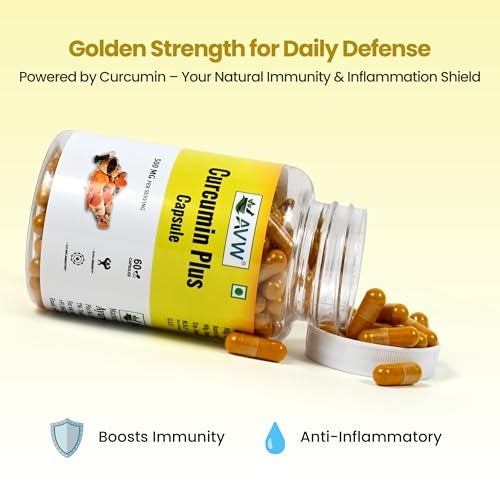 AVW Curcumin Plus 500mg Capsules | Anti inflammatory Supplement for Adults | With Turmeric & Black Pepper with Enhanced Bioavailability for Joint & Immune Support 60 Capsules - Image 5