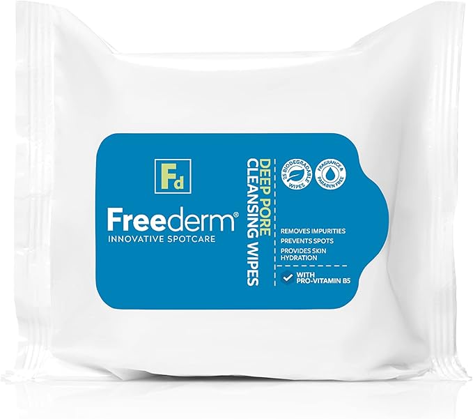 Freederm Freederm Fragrance Free Deep Pore Face Cleansing Wipes for Spot Prone Skin Fights Spot Causing Bacteria Biodegradable 25count - Image 1