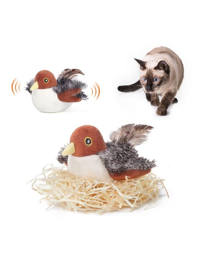 Potaroma Potaroma Cat Toys Rechargeable Flapping Bird Sparrow, Lifelike Chirp Tweet, Touch Activated Kitten Toy Interactive Cat Exercise Toys for All Breeds Cat Kicker Catnip Toys 4.0 Inches  - Image 1