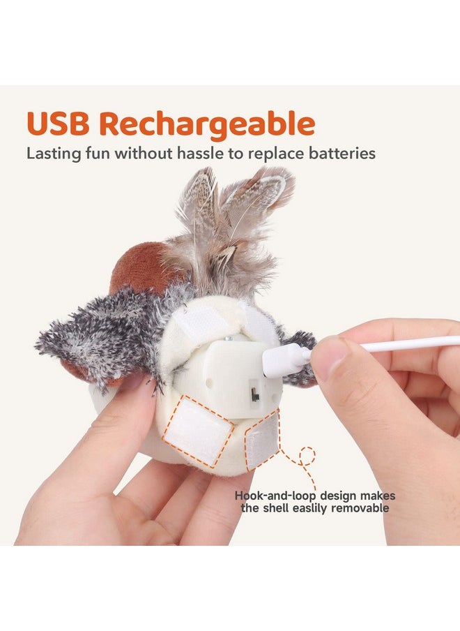 Potaroma Potaroma Cat Toys Rechargeable Flapping Bird Sparrow, Lifelike Chirp Tweet, Touch Activated Kitten Toy Interactive Cat Exercise Toys for All Breeds Cat Kicker Catnip Toys 4.0 Inches  - Image 5