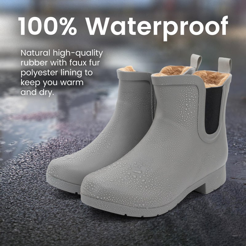 Chooka Womens Waterproof Plush Chelsea Bootie Rain, Grey, 9 US - Image 3