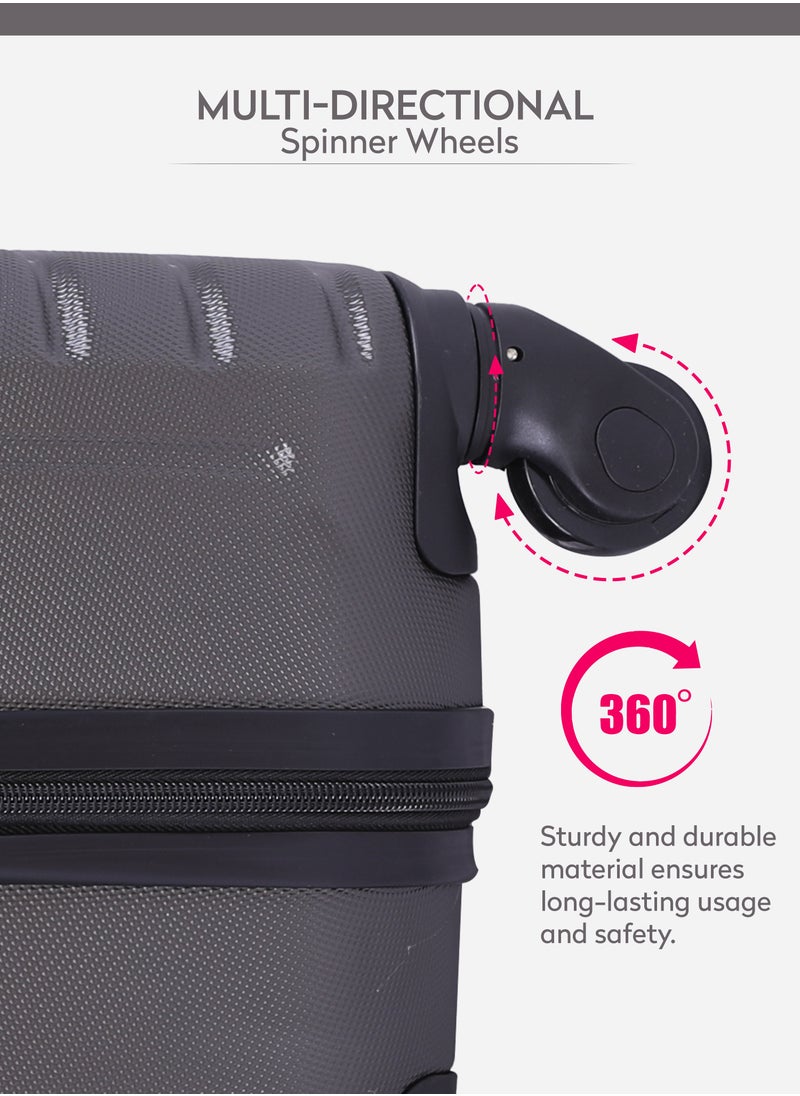 PARAJOHN Spiral 24-Inch (Medium) ABS Hard Case Checked-In Luggage Trolley Bag with 4 Spinner Wheels and Lock - Dark Grey  - Image 3