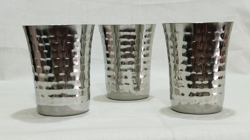 GS KITCHENWARE كوب شرب من الفولاذ المقاوم للصدأ بتصميم مطروق ثقيل الوزن مجموعة من 3 سعة 350 مل - Image 1