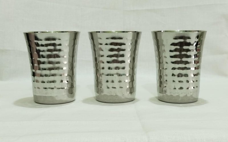 GS KITCHENWARE كوب شرب من الفولاذ المقاوم للصدأ بتصميم مطروق ثقيل الوزن مجموعة من 3 سعة 350 مل - Image 3
