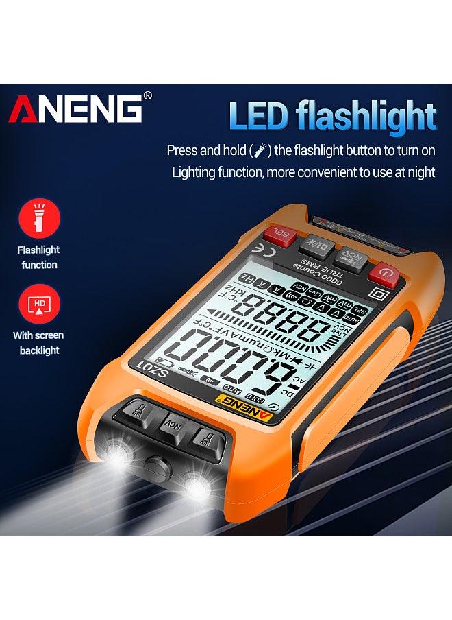ANENG SZ01 Smart Digital Multimeter True RMS NCV Universal Meter Handheld Multifunctional Tester Voltmeter Ammeter with Backlight Flashlight AC/DC Voltage & Current Resistance Frequency Measurement  - Image 3