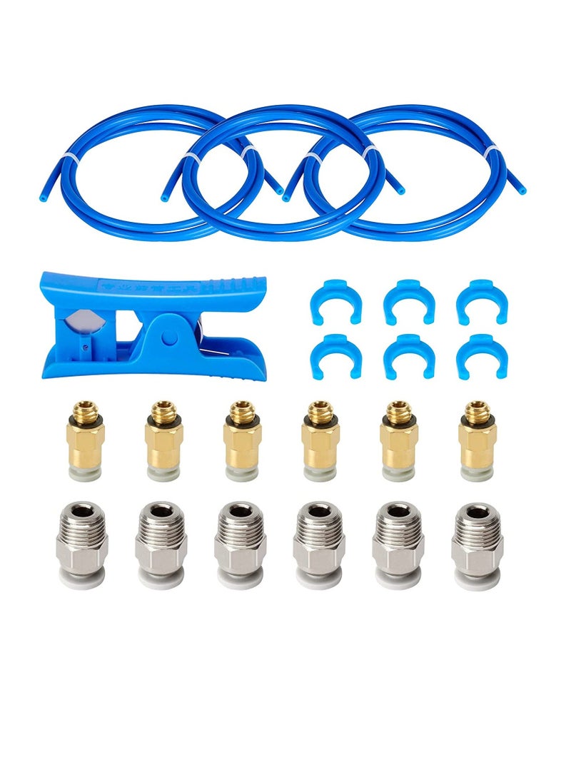 Generic - PTFE Bowden Tube (1M) 1PCS+ 6pcs KJH04-M6 Fittings + 6pcs JP4-01 Pneumatic Fittings with PTFE Tube Cutter for 3D Printer 1.75mm Filament - Image 1