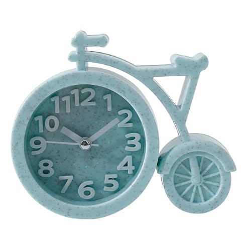 UMAI Analog Alarm Clock (13cm) for Students, Heavy Sleepers, Kids - Loud Mini Clock for Bedroom, Study Table - Cycle Shaped Table Watch - Sky Blue, Plastic - Image 2