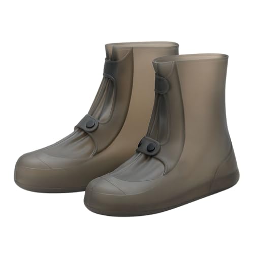PAGALY Tall Silicone Shoe Cover Waterproof, Double-Breasted Waterproof Layer Shoes Cover for Rainy, Reusable Non-Slip Shoe Rain Cover (Brown, UK Footwear Size System, Adult, Men, Alpha, Wide, X-Large) - Image 1