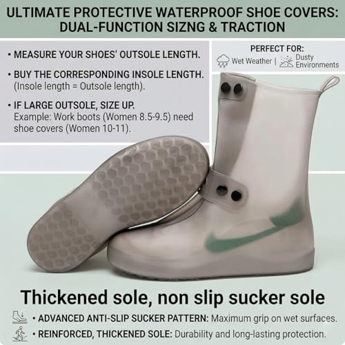 PAGALY Tall Silicone Shoe Cover Waterproof, Double-Breasted Waterproof Layer Shoes Cover for Rainy, Reusable Non-Slip Shoe Rain Cover (Brown, UK Footwear Size System, Adult, Men, Alpha, Wide, X-Large) - Image 3