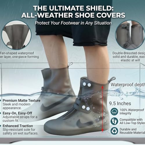 PAGALY Tall Silicone Shoe Cover Waterproof, Double-Breasted Waterproof Layer Shoes Cover for Rainy, Reusable Non-Slip Shoe Rain Cover (Brown, UK Footwear Size System, Adult, Men, Alpha, Wide, X-Large) - Image 5