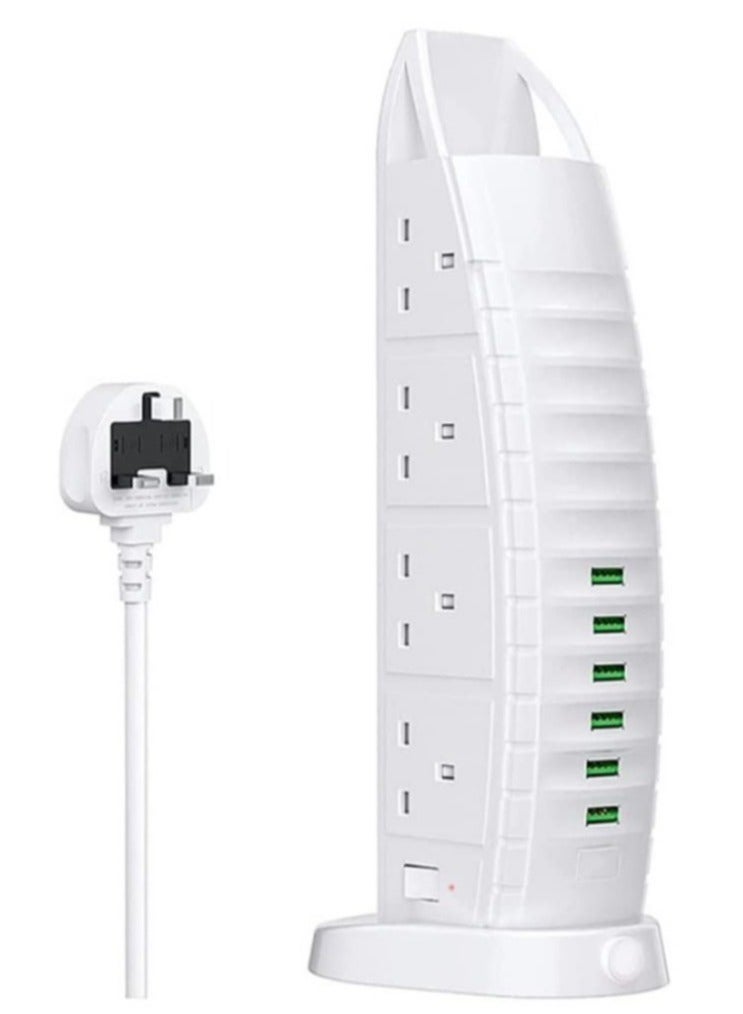 8 Way Stylish Power Extension Cord, 6 USB Fast Charging Ports, Burj Al Arab Power Socket, 2 Meters Cable Multiple Protection System 3000W, 4.2A Max Socket - Image 1