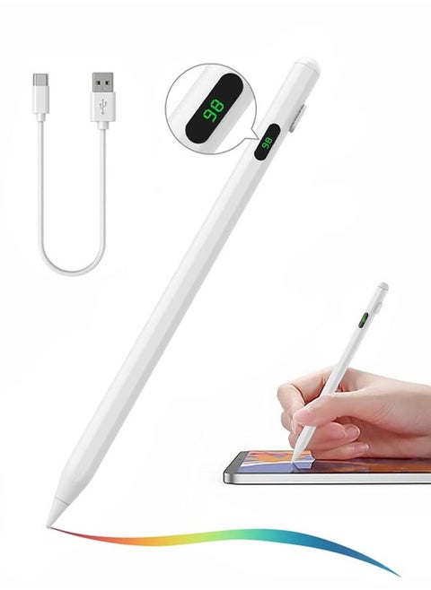 2024 New iPad Pencil with Battery Display, Stylus Pen with Magnetic & Tilt-Sensitive Design & Fast Charging For Apple iPad 2018 and Later, White(Just for Apple)