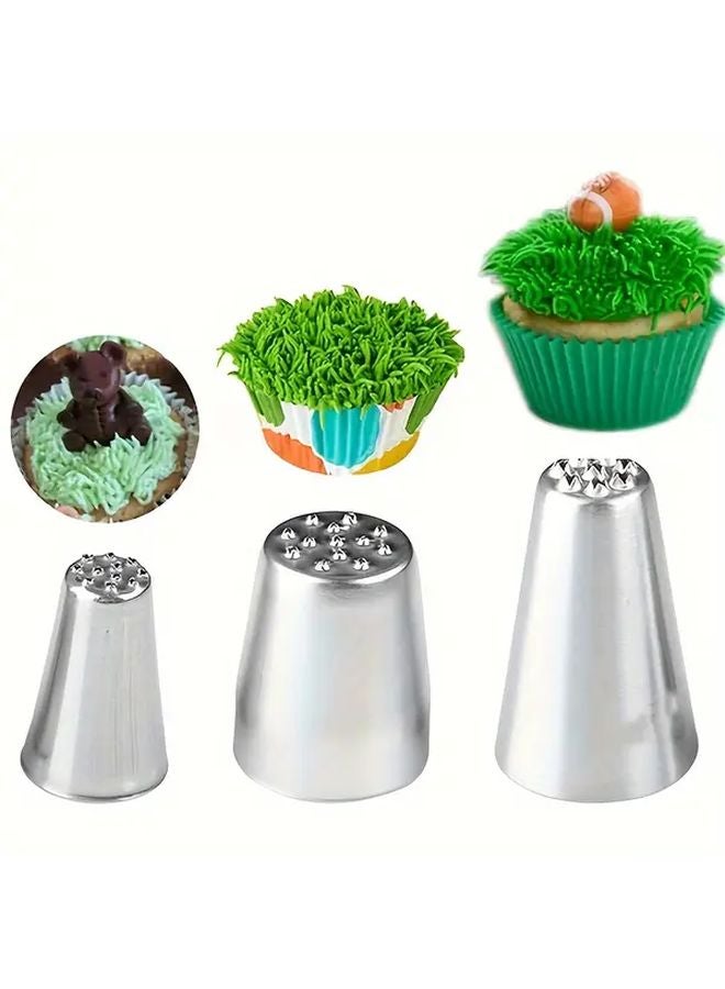 3pcs Stainless Steel Grass Icing Nozzles For Cake Decorating Moss Flower Designs - Image 5