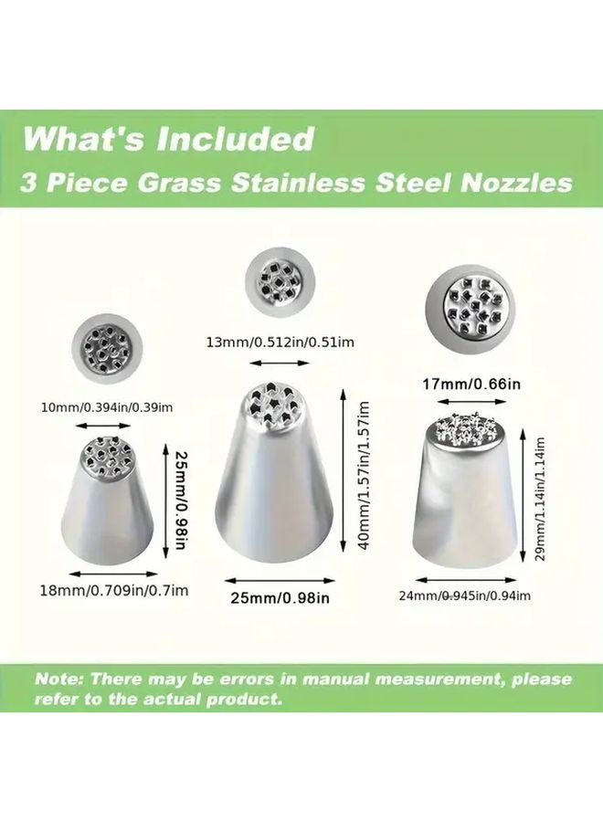 3pcs Stainless Steel Grass Icing Nozzles For Cake Decorating Moss Flower Designs - Image 3