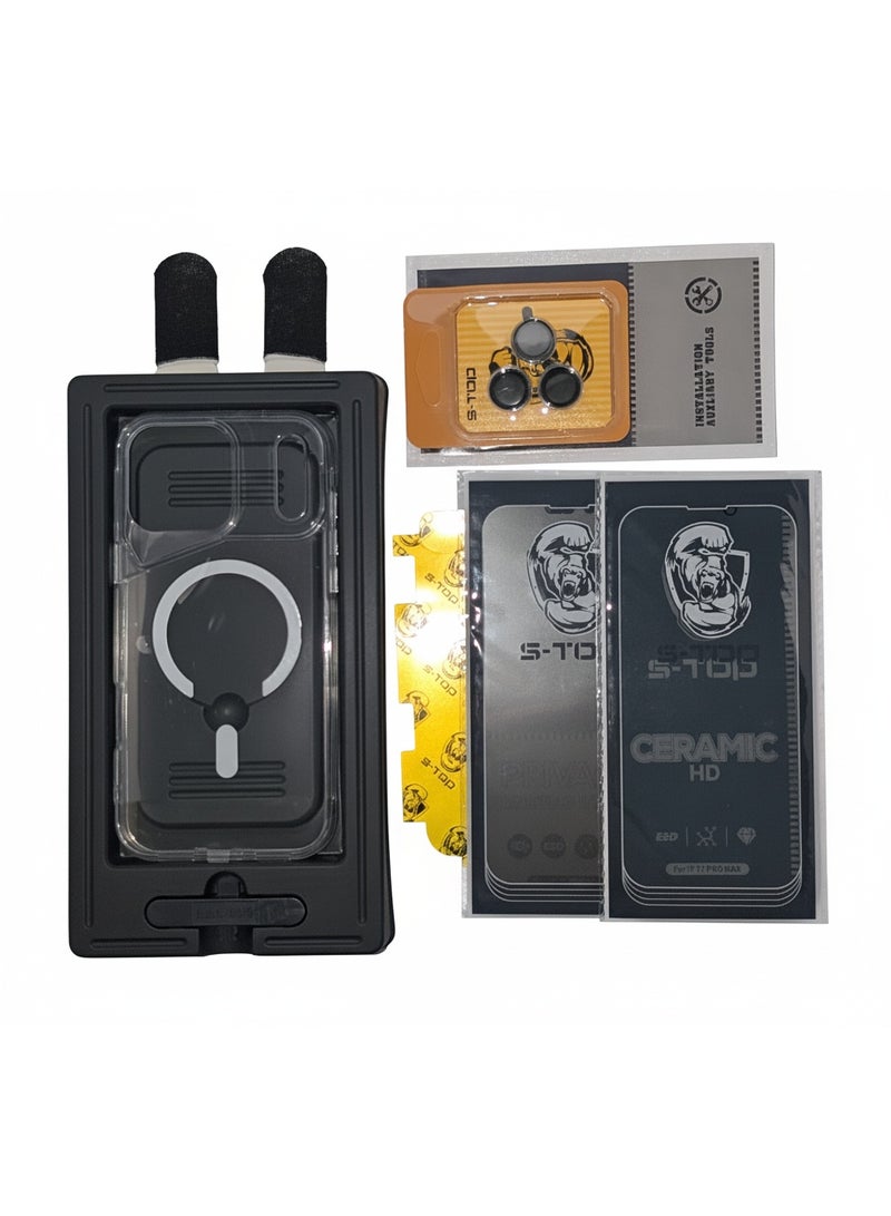 اس-توب حافظة S-TOP 8 في 1 عسكرية من الدرجة العسكرية لهاتف iPhone 17 Pro Max مع واقيات شاشة من السيراميك والخصوصية، وواقي عدسة الكاميرا، وMagSafe، وقفازات ألعاب والمزيد - Image 2