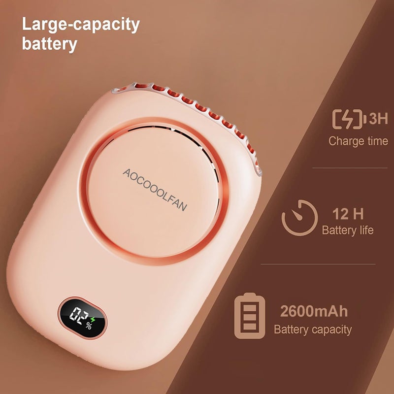 AOCOOLFAN Portable Neck Fan, Handheld Mini Fan Small Personal Fan, Hand Held Fan USB Rechargeable Eyelash Fan for Kids Girls Boys Woman Man Home Outdoor Travel (Pink) - Image 3