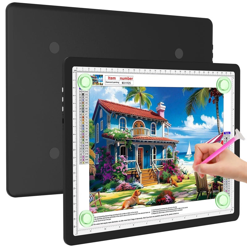 Elice Magnetic A4 Light Board for Diamond Painting, Ultra-Thin Tracing LED Light Box with Side Buttons, Super Bright Diamond Art Light Pad, Light Table for Drawing, Sketching, Weeding Vinyl - Black - Image 1