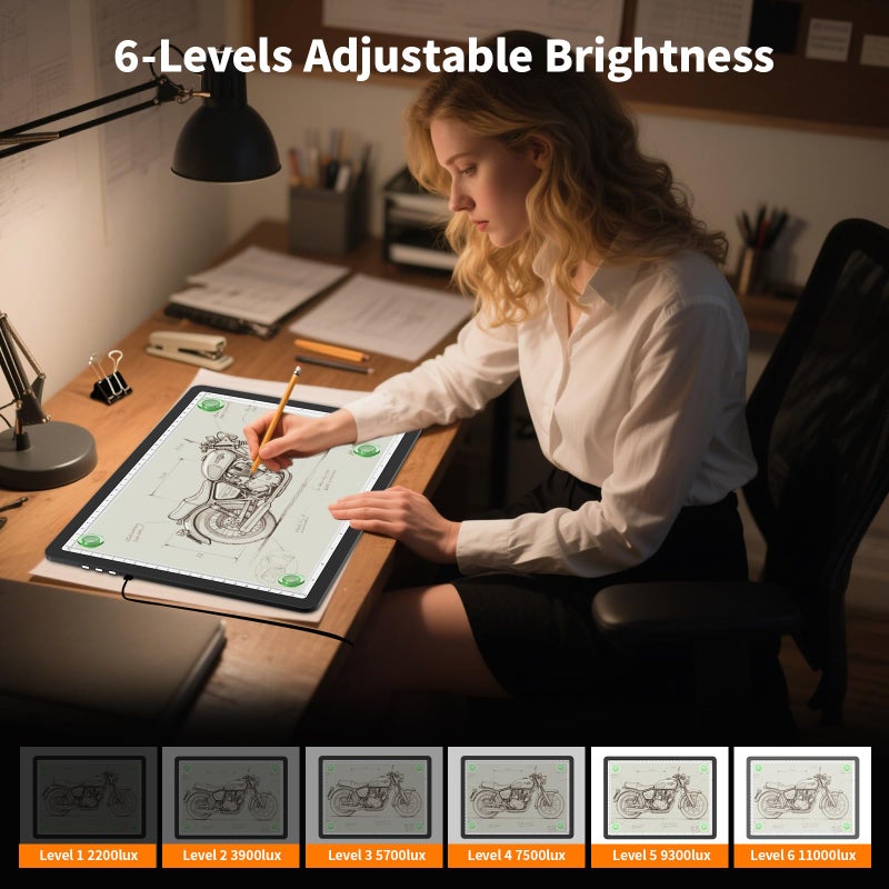 Elice Magnetic A4 Light Board for Diamond Painting, Ultra-Thin Tracing LED Light Box with Side Buttons, Super Bright Diamond Art Light Pad, Light Table for Drawing, Sketching, Weeding Vinyl - Black - Image 5