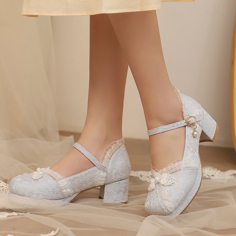 Supply 2025 Spring Mid-Heel New Chinese 33-48 Buckle With Jacquard National Wind Buckle Single Shoes - Image 3
