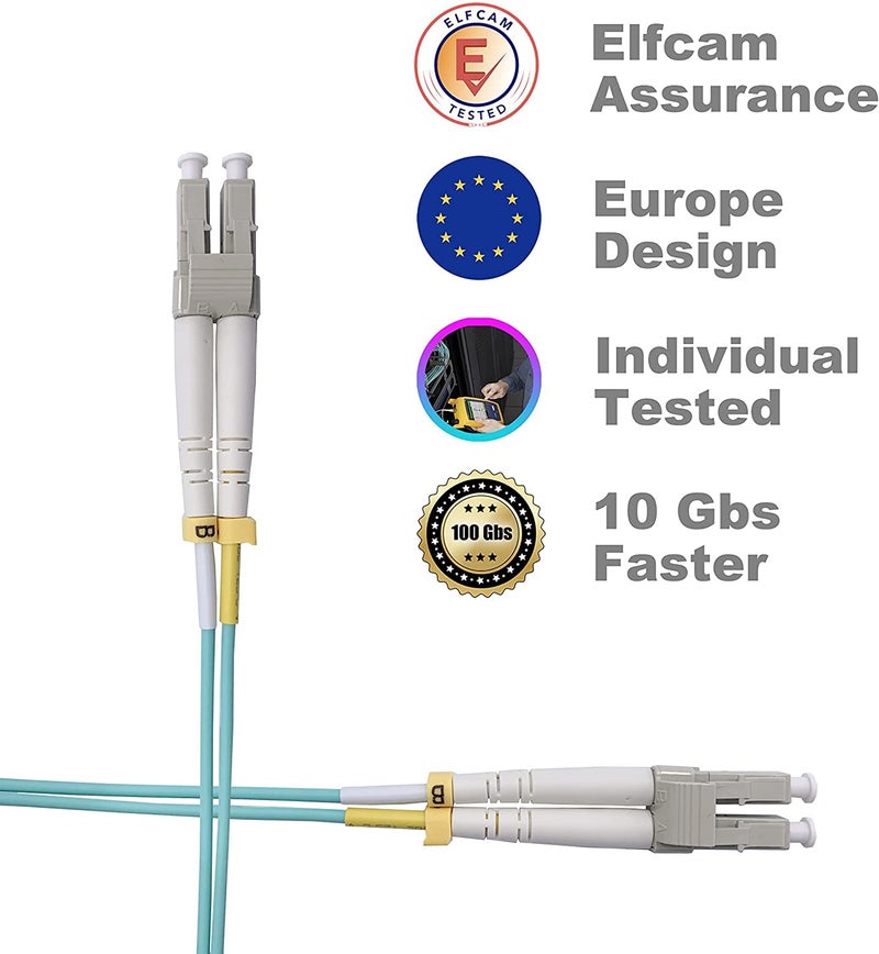Elfcam® - 1m Fibre Optic Cable LC/UPC to LC/UPC Multimode Duplex 50/125um OM3 LSZH(1M) - Image 5