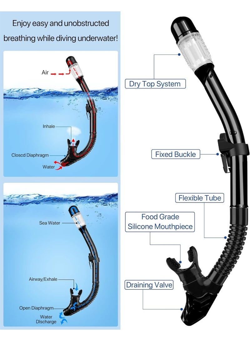 M.A&F's Mask Fin Snorkel Set with Adult Snorkeling Gear, Panoramic View Diving Mask, Trek Fin, Dry Top Snorkel +Travel Bags, Snorkel for Lap Swimming - Image 2