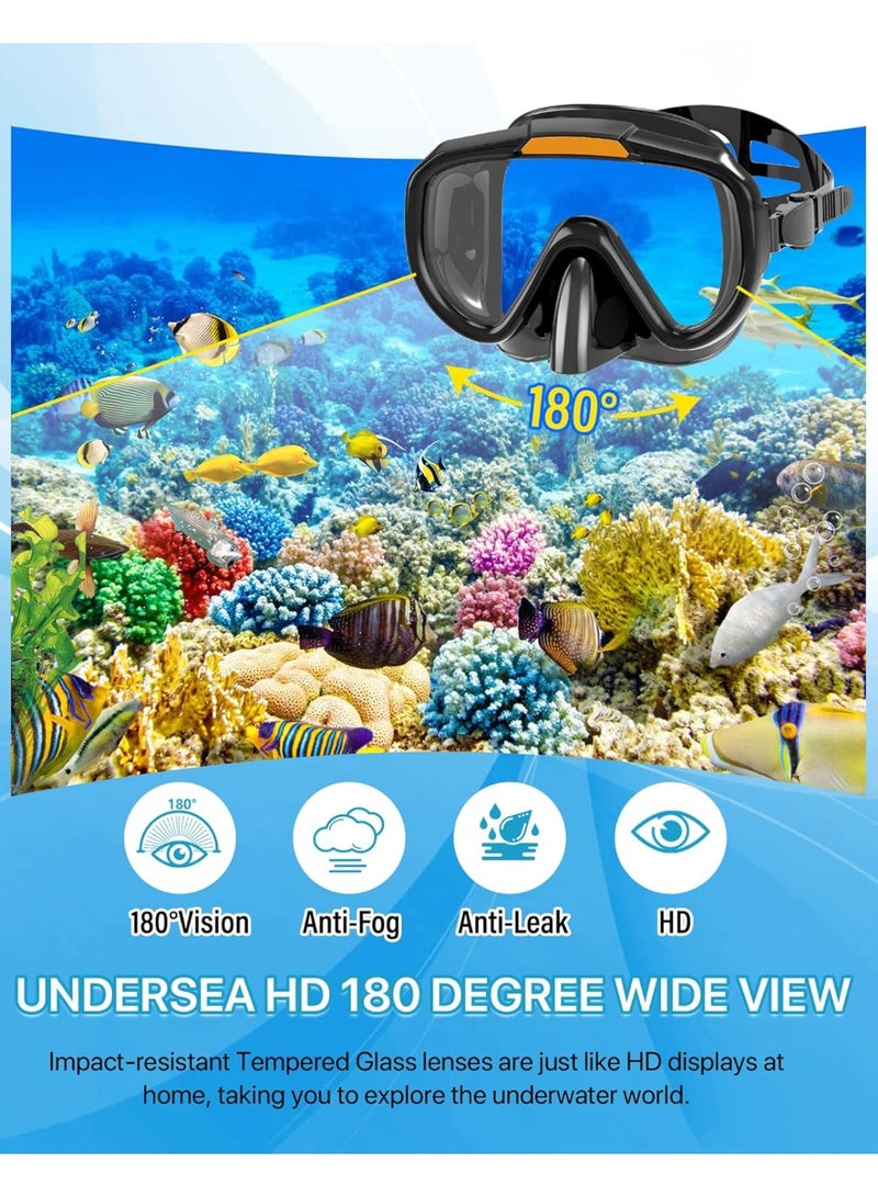 M.A&F's Mask Fin Snorkel Set with Adult Snorkeling Gear, Panoramic View Diving Mask, Trek Fin, Dry Top Snorkel +Travel Bags, Snorkel for Lap Swimming - Image 4